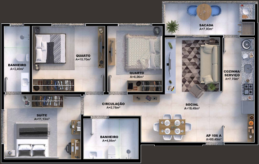 Planta do Apartamento 206A